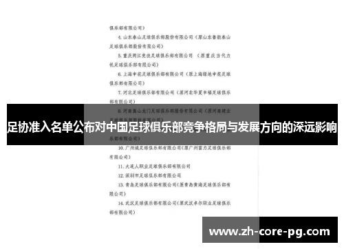 足协准入名单公布对中国足球俱乐部竞争格局与发展方向的深远影响 足协准入名单公布对中国足球俱乐部竞争格局与发展方向的深远影响